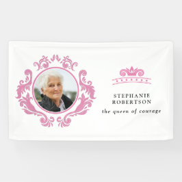 The Queen of Courage Breast Cancer Pink Foto Name Spandoek