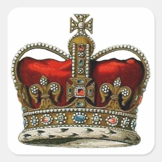 The Queen's Crown Vierkante Sticker (Voorkant)