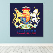 The Queen's Diamond Jubilee Crest Canvas Afdruk (Insitu (Houten vloer))