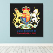 The Queen's Diamond Jubilee Crest Canvas Afdruk (Insitu (Houten vloer))