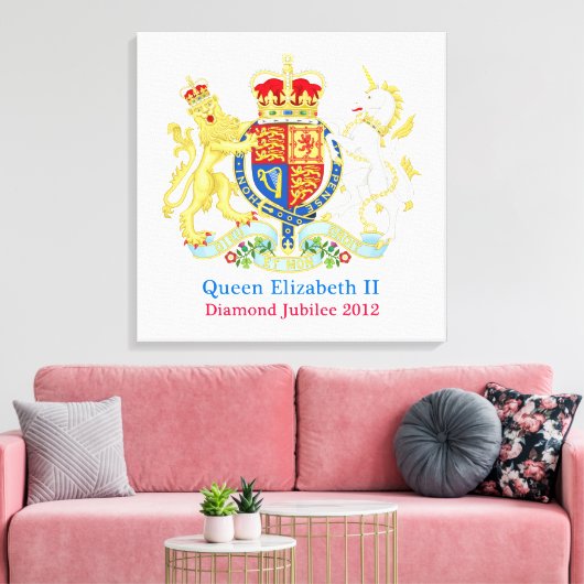The Queen's Diamond Jubilee Crest Canvas Afdruk (Insitu (Woonkamer))
