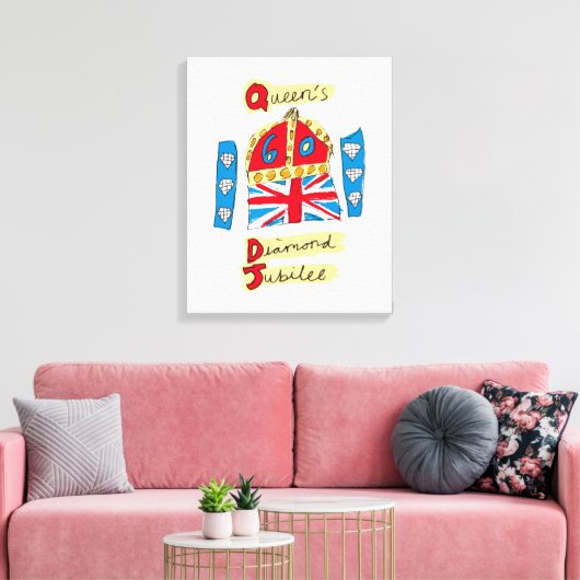 The Queen's Diamond Jubilee Emblem Canvas Afdruk (Insitu (Woonkamer))