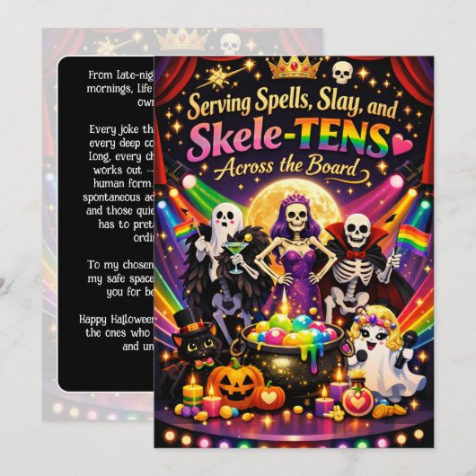 🎃🌈 The Queer Halloween Cabaret kaart (Voorkant / Achterkant)