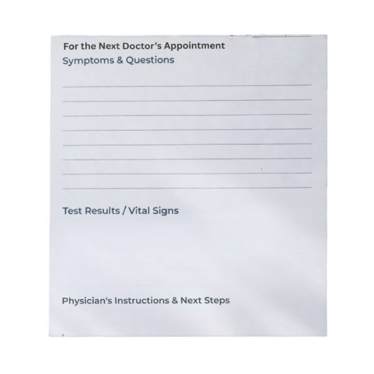 The "Quick Notes" Appointment & Questions Notitieblok (Voorkant)