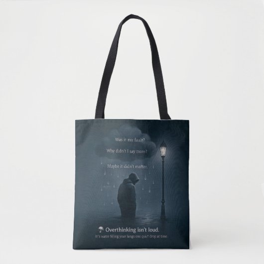 The Quiet Spiral – Realistic Overthinking Tee Tote Bag (Voorkant)