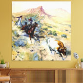 “The Quitter” Westerse kunst van Charles M Russell Canvas Afdruk (Insitu (Woonkamer))