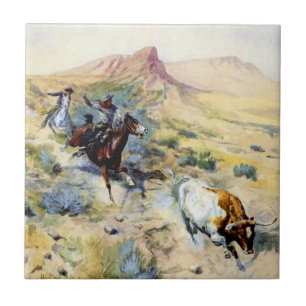“The Quitter” Westerse kunst van Charles M Russell Tegeltje