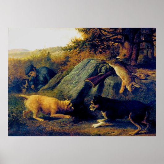 The Rabbit Hunters Thomas Hewes Hinckley 1850 Poster (Voorkant)