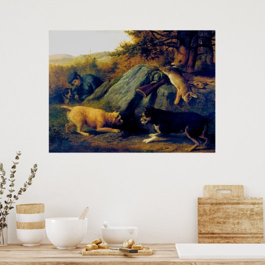 The Rabbit Hunters Thomas Hewes Hinckley 1850 Poster (Keuken)