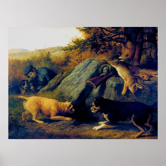 The Rabbit Hunters Thomas Hewes Hinckley 1850 Poster (Voorkant)