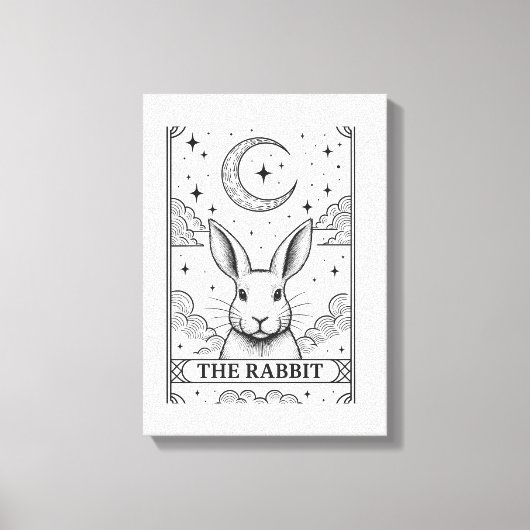 The Rabbit | Mystical Moon Tarot Card Illustration Canvas Afdruk (Voorkant)