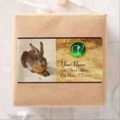 The RABBIT ( Young Hare ) Monogram Green Jade Etiket (Insitu)