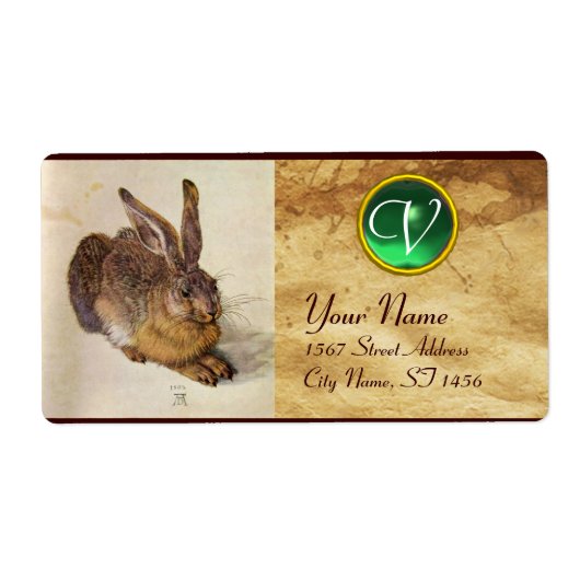 The RABBIT ( Young Hare ) Monogram Green Jade Etiket (Voorkant)