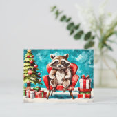 The Raccoon’s Christmas Chair Feestdagenkaart (Staand voorkant)