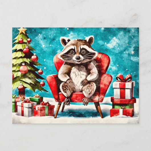 The Raccoon’s Christmas Chair Feestdagenkaart (Voorkant)