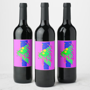 The Rad Mall "PARTITY Time 80" Wine Bottle Labels Wijn Etiket