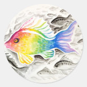 The rainbow fish   ronde sticker (Voorkant)