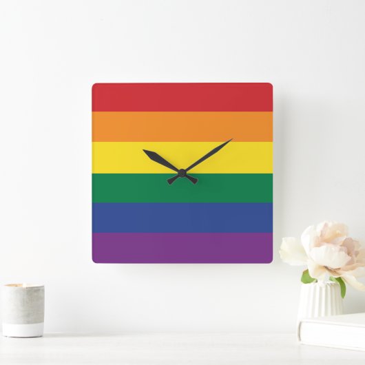 The Rainbow Flag Vierkante Klok (Huis)