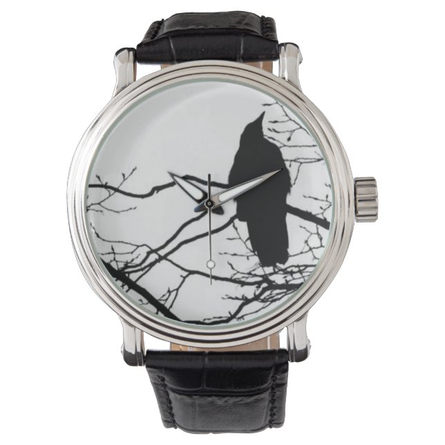 The Raven - Dichter op een boomtak Horloge (Voorkant)