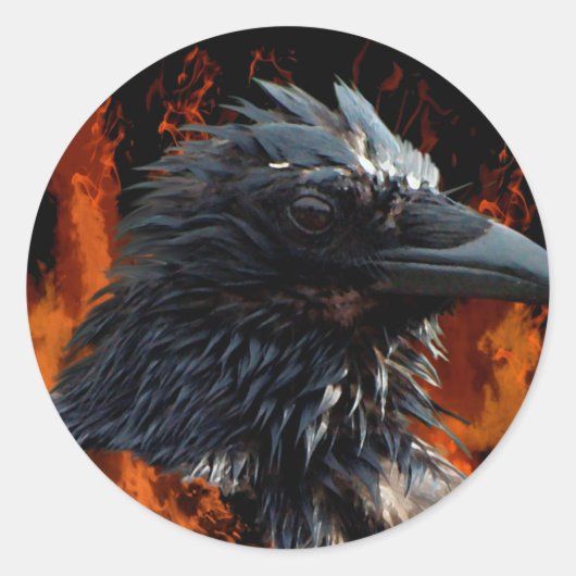 "The Raven Fire"-cadeaus Ronde Sticker (Voorkant)