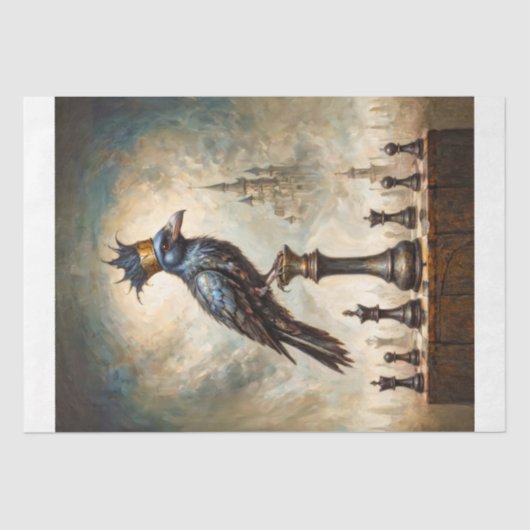 The Raven King on Chessboard Decoupage Tissuepapier (Voorkant)