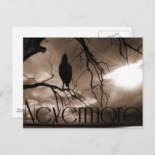 The Raven - Nevermore Sunbeams & Tree Briefkaart (Voorkant / Achterkant)
