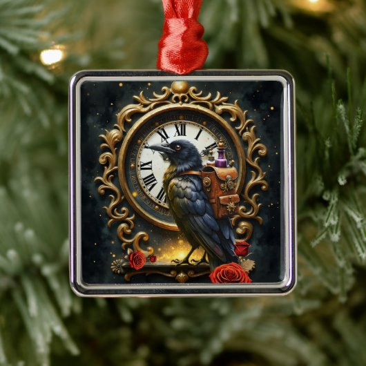 The Raven’s Clockwork Delivery  Metalen Ornament (Boom)