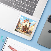 The Reading Corner - Square Vinyl  Sticker (Laptop met iPhone)