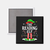 The Reading Elf Xmas Funny Book Lover Christmas Bo Magneet (Voorkant / Achterkant)