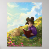 The Reading Girl and The Bored Cat Poster (Voorkant)