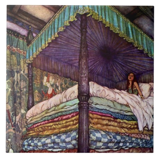 "The Real Princess" door Edmund Dulac Tegeltje (Voorkant)