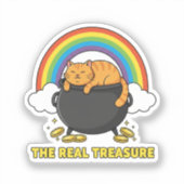 The Real Treasure Orange Cat In Pot Of Gold Sticker (Voorkant)