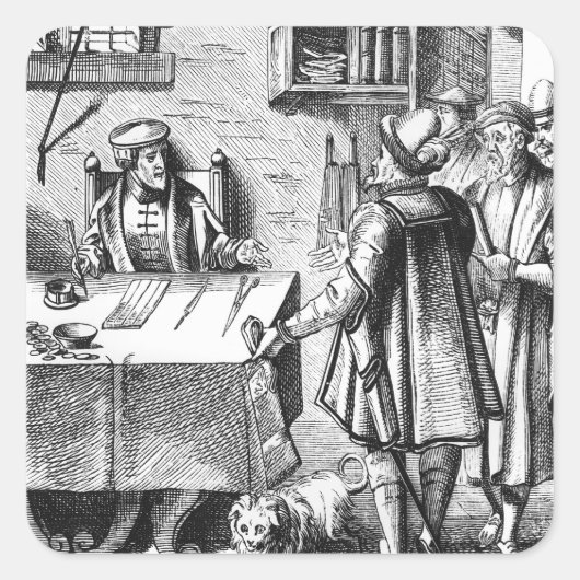 The Receiver of Taxes, na een houtsnip in Praxis Vierkante Sticker (Voorkant)