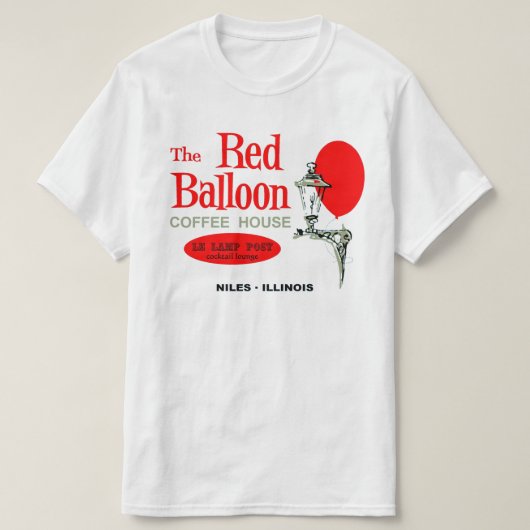 The Red Balloon Coffee House, Niles, Illinois T-shirt (Design voorkant)