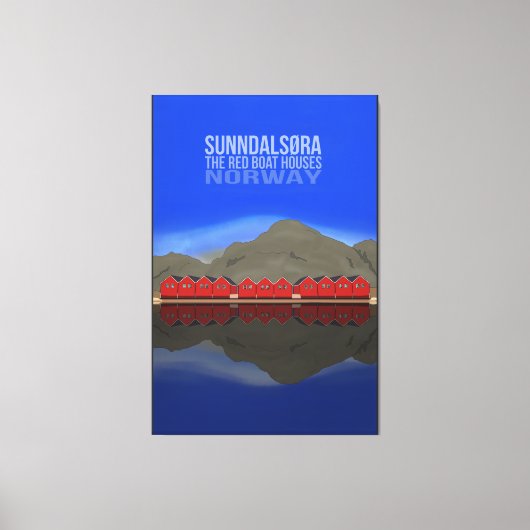 The Red Boat Houses Sunndalsøra Noorwegen Canvas Afdruk (Voorkant)