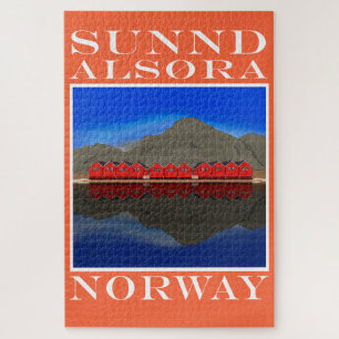 The Red Boat Houses Sunndalsøra Noorwegen Legpuzzel