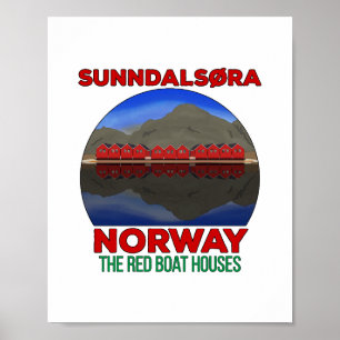 The Red Boat Houses Sunndalsøra Noorwegen Poster