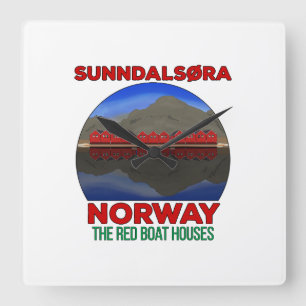 The Red Boat Houses Sunndalsøra Noorwegen Vierkante Klok