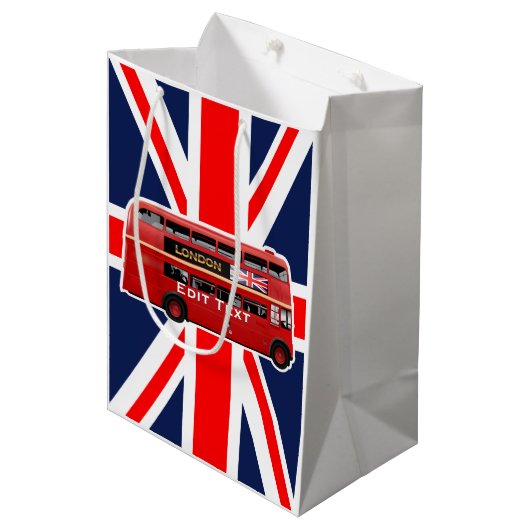 The Red Double-Decker London Bus Medium Cadeauzakje (Voorkant Gekanteld)
