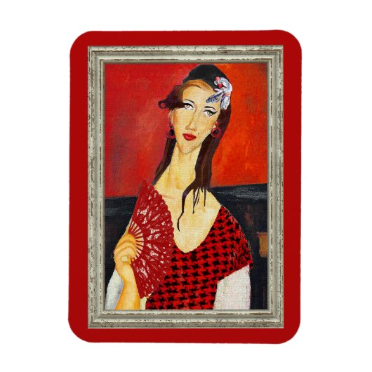 The Red Fan (based on Modigliani's painting) Magneet (Verticaal)