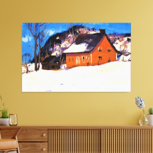 The Red House by Clarence Gagnon Canvas Afdruk (Insitu (Woonkamer))