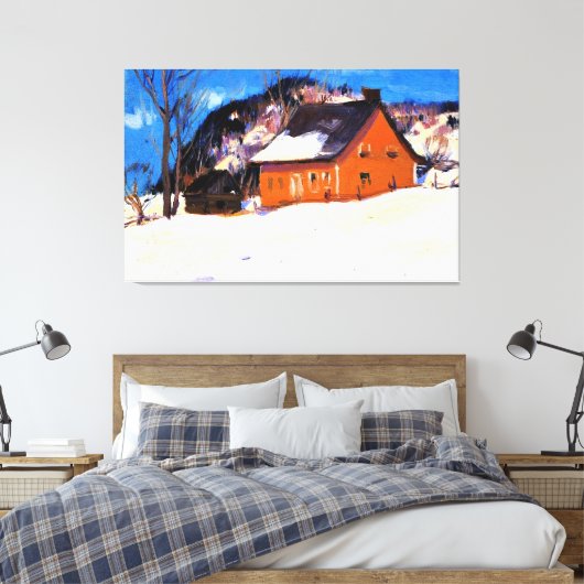 The Red House by Clarence Gagnon Canvas Afdruk (Insitu (Slaapkamer))