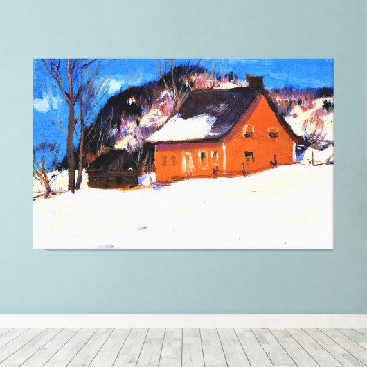 The Red House by Clarence Gagnon Canvas Afdruk (Insitu (Houten vloer))