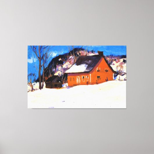 The Red House by Clarence Gagnon Canvas Afdruk (Voorkant)
