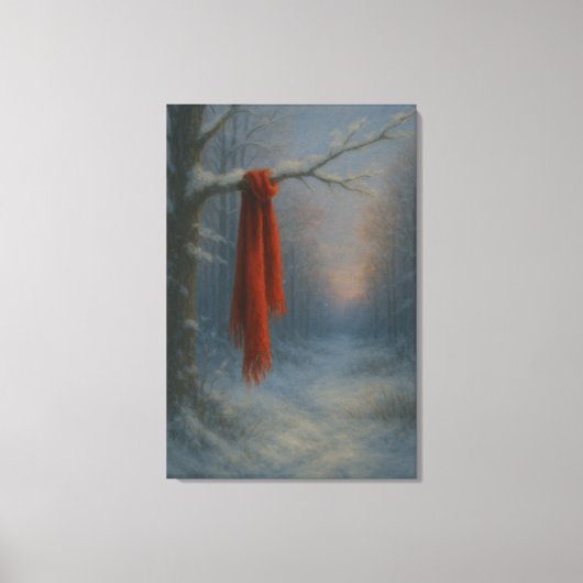 The Red Scarf – Bright Against the Stillness Canvas Afdruk (Voorkant)