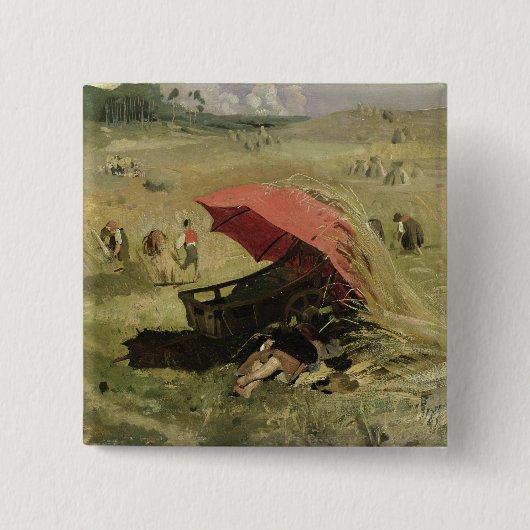 The Red Sunshade, c.1860 Vierkante Button 5,1 Cm (Voorkant)