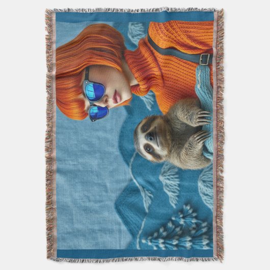 The Redhead and the sloth Deken (Voorkant Verticaal)