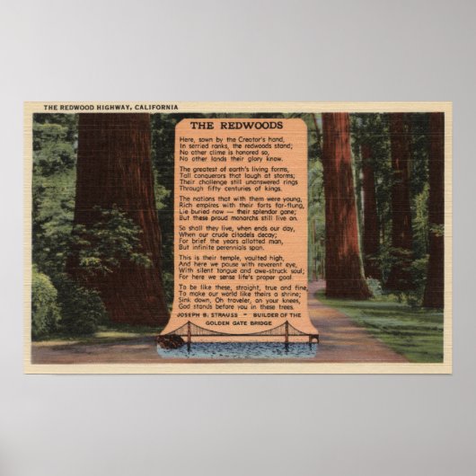 The Redwood Highway, gedicht door Strauss Poster (Voorkant)