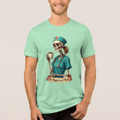 The Registered Nurse Skeleton – Coffee & Care Tri-Blend Shirt (Voorkant)