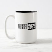 The Reset 2026 — Modern Minimalist Typograp Tweekleurige Koffiemok (Links)